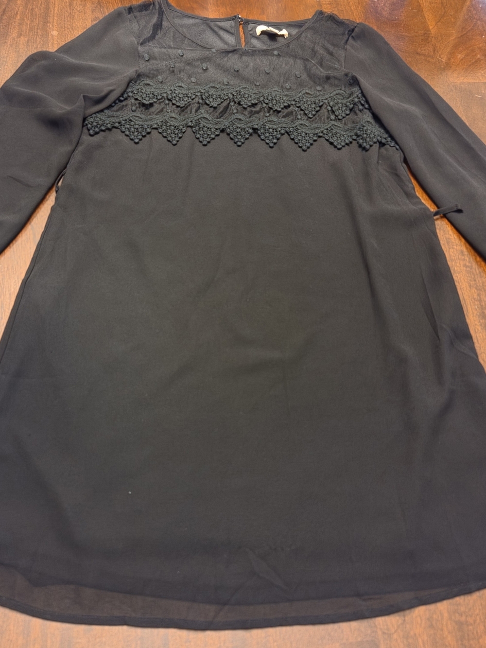 Ya Los Angeles Black Crochet Yoke Tunic Top